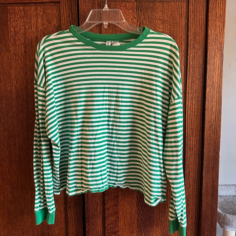 Stripped Long Sleeve Crop Top